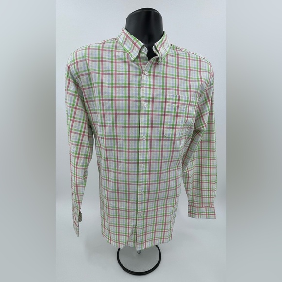 Southern Proper Other - Southern Proper Henning Shirt‎ White Salmon Green Plaid Button Down L/S Mens  L